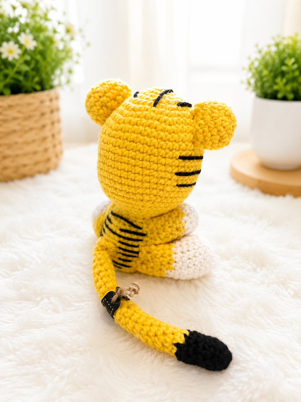 Handmade Crochet Tiger Plush – Yellow & Black Tiger Stuffed Animal